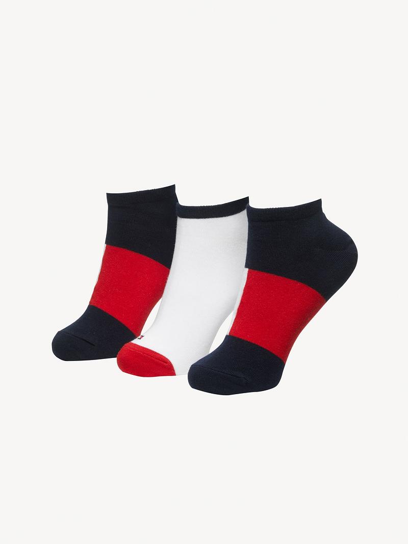 Női Tommy Hilfiger Ankle 3PK Zokni Kék | HU 652AHK